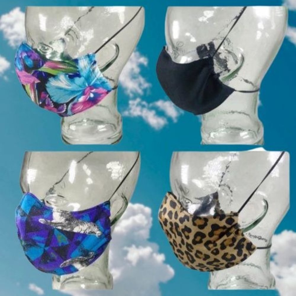 4pk Cotton Masks Leopard, Geo, Black, Trop…